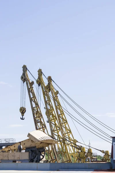 Large Port Cranes Blue Sky Close Construction Elements Crane — Stock Photo, Image