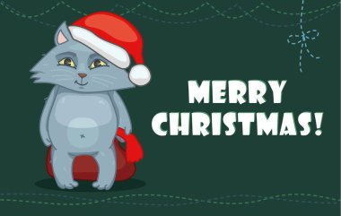 İhale Noel şapkalı kedi