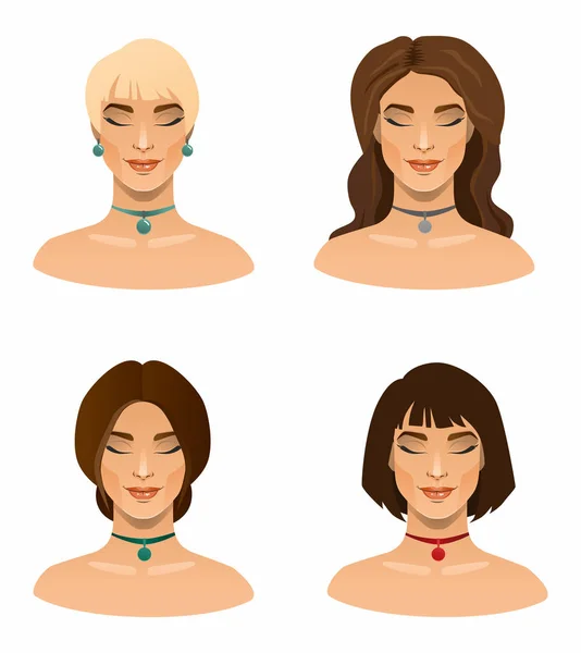 Vier gezicht meisje — Stockvector