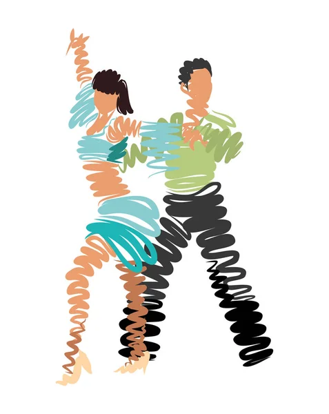 Пара танцев. векторный стилизованный акварельный рисунок — стоковый вектор