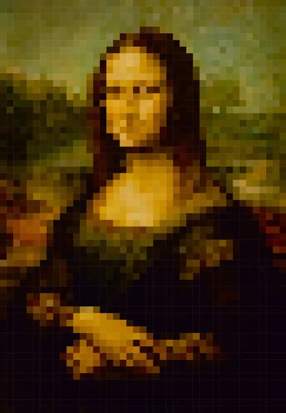 Stilizzazione Pixel Del Dipinto Leonardo Vinci Gioconda Grafica Vettoriale — Vettoriale Stock