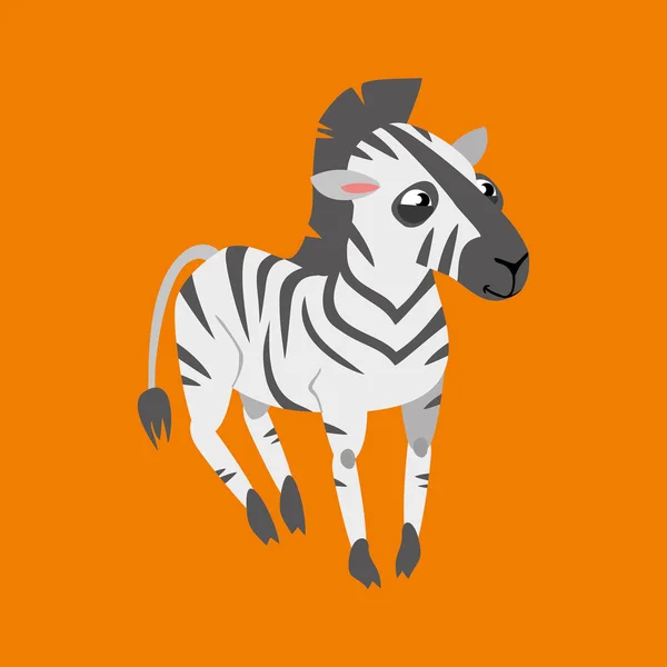 Cheerful zebra on an orange background. vector illustration — Stock Vector