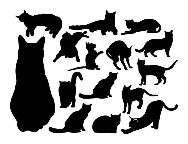 Conjunto de gatos de contorno negro. ilustración vectorial — Archivo Imágenes Vectoriales