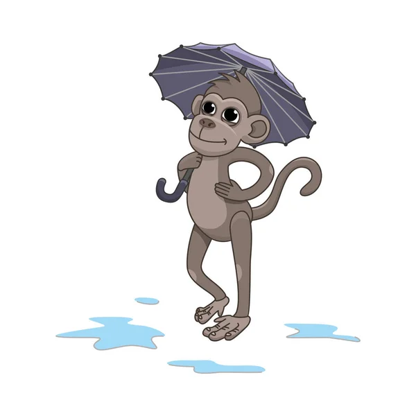 빗 속에서 원숭이 — 스톡 벡터