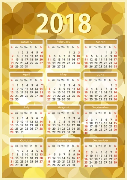 Lodret kalender 2018 – Stock-vektor