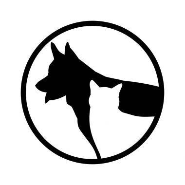 siyah köpekler bir arka plan üzerinde beyaz bir kedi basit vektör görüntü