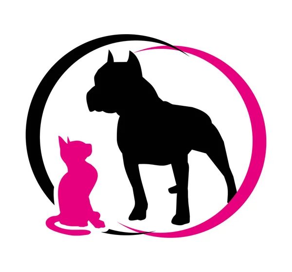 Chat et chien. noir et magenta — Image vectorielle