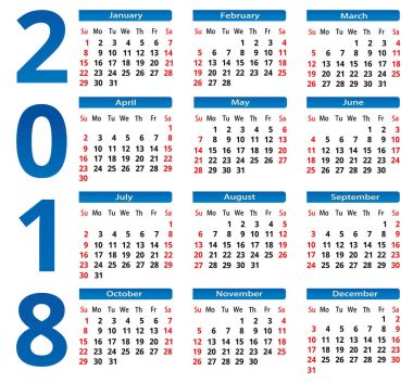 basit takvim 2018. kare arka plan. vektör görüntü