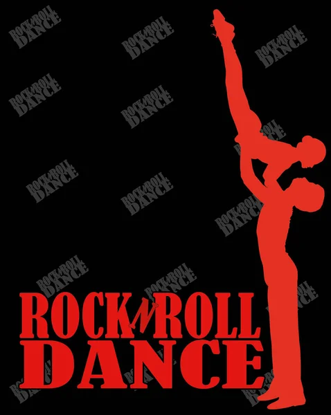 Billboard rock-n-roll dance. silhouette men and women on a black — Stock Vector