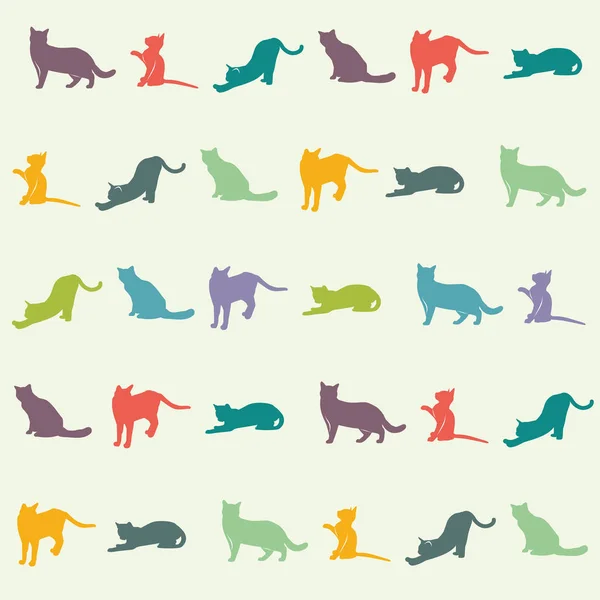 Papel de parede para quarto de crianças. gatos multicoloridos. ilustração vetorial — Vetor de Stock