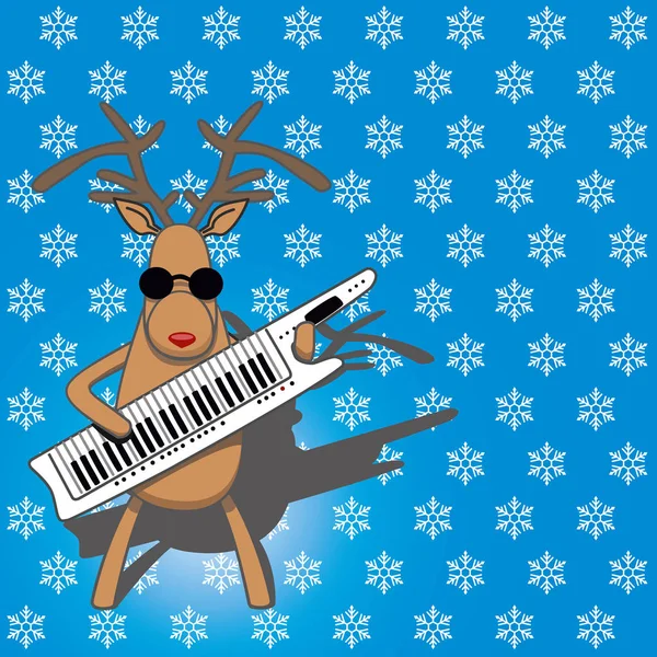 Deer musician against a blue background. vector illustration — Stock Vector