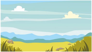 gökyüzü ve çim ile basit manzara arka plan. vektör illustrat