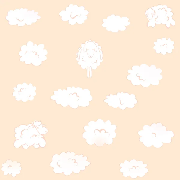 Rosa cuadrado Fondo de pantalla con nubes-oveja — Archivo Imágenes Vectoriales