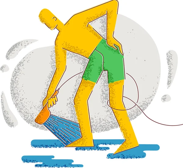 Um homem toma um duche. Higiene e estilo de vida saudável. Minimalismo — Fotografia de Stock
