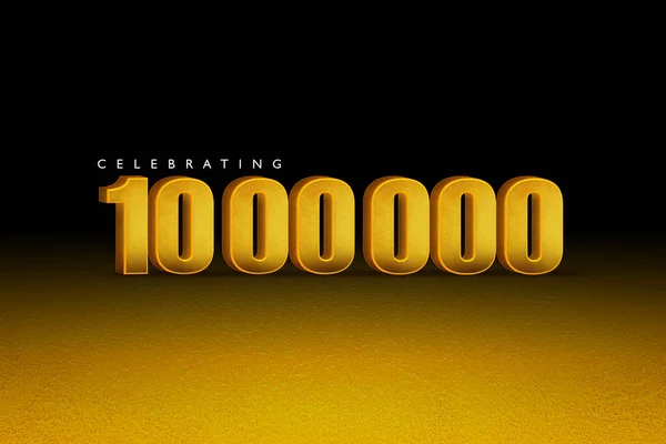 3D rendering of celebrating 1000000 banner. Thanks followers congratulation card. 3d Illustration for Social media