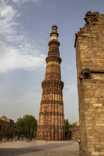 Qutub Minar World Heritage Site Hoogste Bakstenen Minaret Van Wereld — Stockfoto