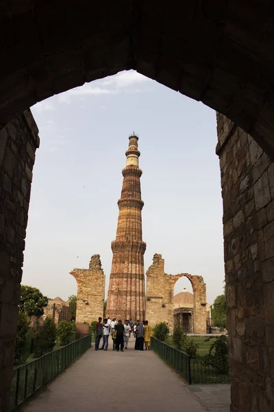 Qutub Minar World Heritage Site High Bricks Minaret World New — стокове фото