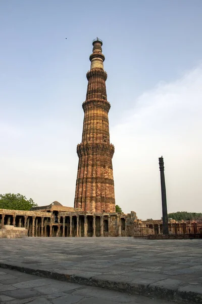 Qutub Minar Lista Światowego Dziedzictwa Unesco Najwyższe Cegły Minaret Świata — Zdjęcie stockowe