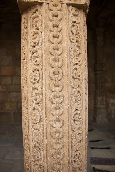 Detailní Záběr Piller Qutub Minar Světového Dědictví Nejvyšší Cihly Minaret — Stock fotografie