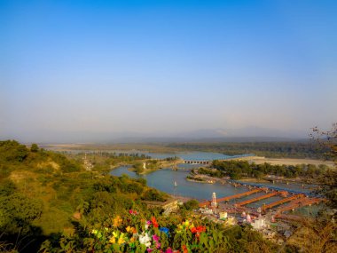 Har ki paudi haridwar 'ın hava görüntüsü, Uttarakhand, Hindistan