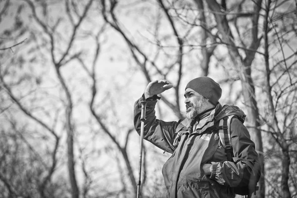 Hiker Man Early Spring — Stock Photo, Image