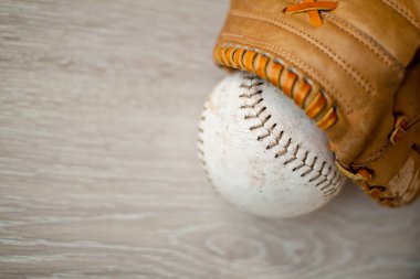 Görüntü bir eski kullanılan beyzbol, beysbol eldiveni yakından