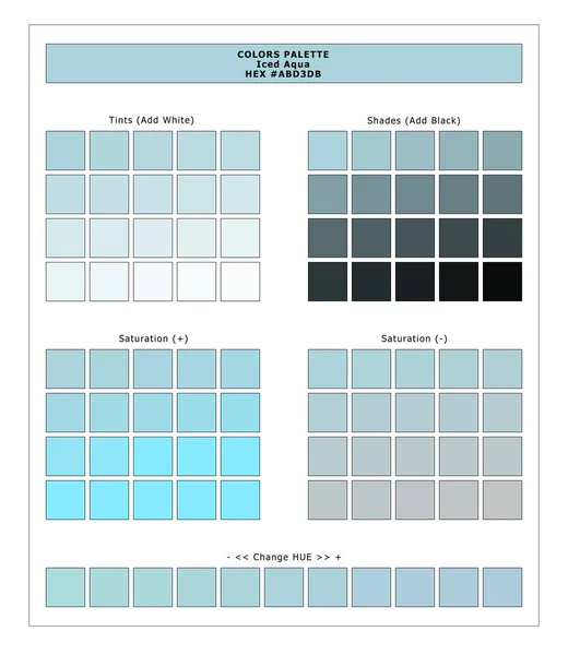 COLORS PALETTE / Iced Aqua / Spring and Summer 2020 Colors Palette for Textile Prints and Digital Use. Fashion Trend Colors Guide with Tints and Shades Swatches, Compatible with Design Softwares.