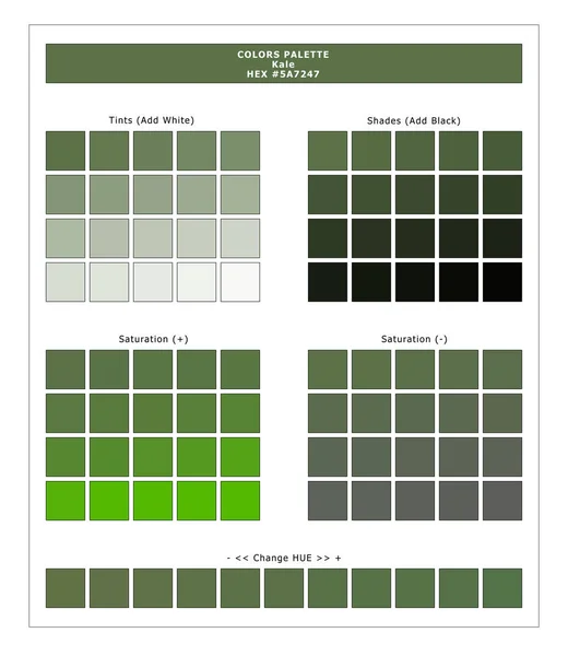 COLORS PALETTE / Kale / Spring and Summer 2020 Colors Palette for Textile Prints and Digital Use. Fashion Trend Colors Guide with Tints and Shades Swatches, Compatible with Design Softwares.