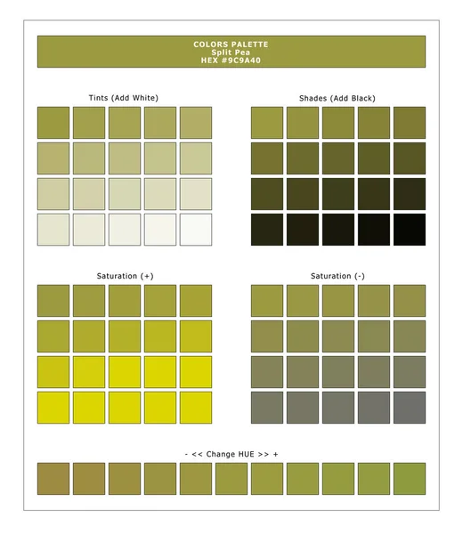 COLORS PALETTE / Split Pea / Spring and Summer 2020 Colors Palette for Textile Prints and Digital Use. Fashion Trend Colors Guide with Tints and Shades Swatches, Compatible with Design Softwares.