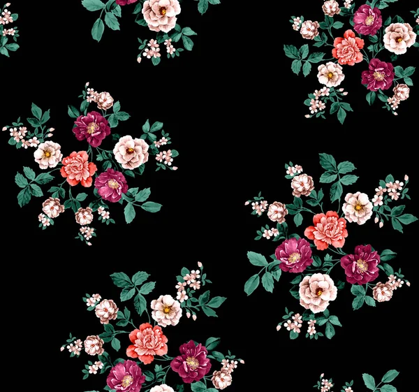 Барвистий Безшовний Квітковий Візерунок Мальований Декоративний Квітковий Візерунок Дизайн Домашнього — стокове фото