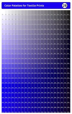 Renk Paleti Tekstil İzleri - 28. Tints ve Shades Swatch ile Moda Trend Renkleri Kılavuzu, Tasarım Yazılımları ile Uyumlu.