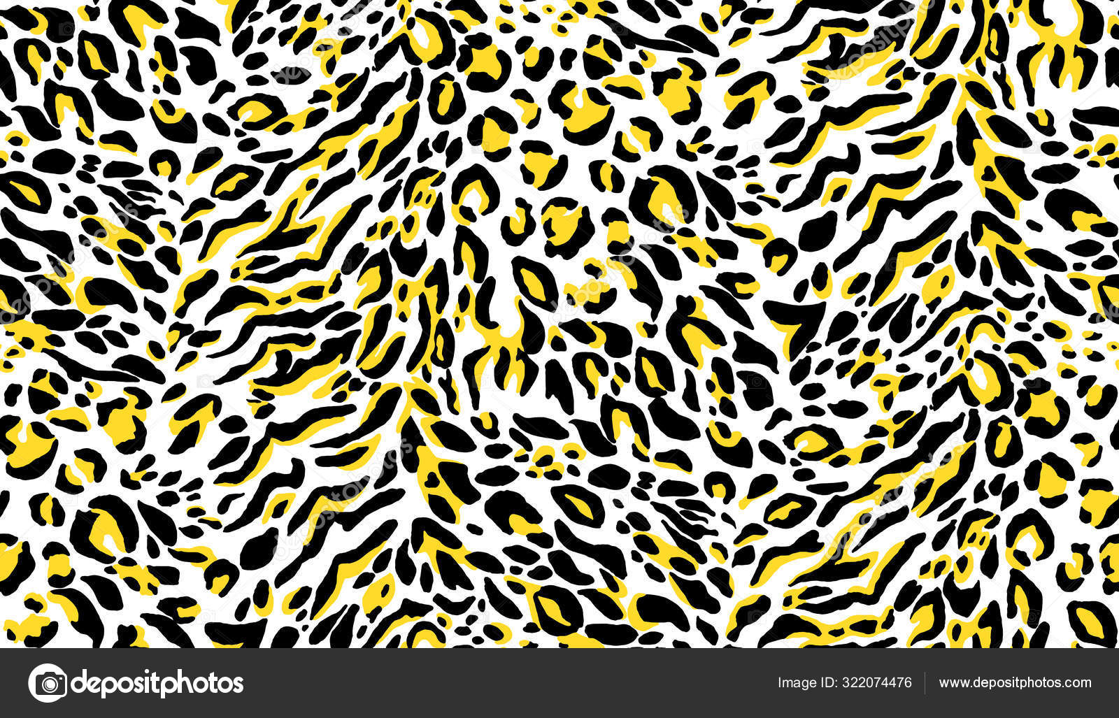ヒョウのシームレスなパターン 野生のチーター黄色 白の繰り返しのテクスチャ シームレスな壁紙 ファッションテキスタイルの背景 ストック写真 C Samermuhm