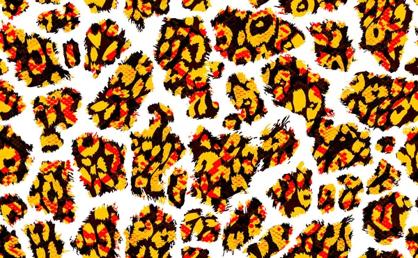Snake skin seamless pattern texture with gold leopard skin. Fashionable textile print on white background.