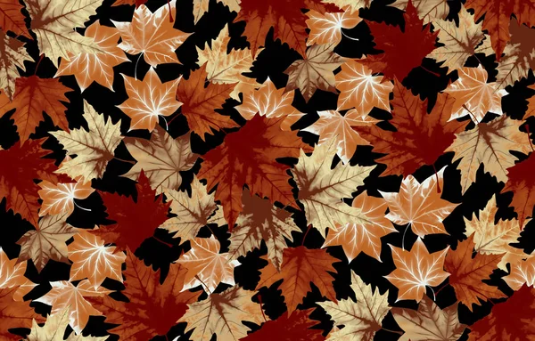 Motif Sans Couture Avec Des Feuilles Érable Brun Vif Orange — Photo