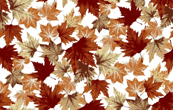 Nahtloses Muster Mit Hellbraunen Und Orangen Ahornblättern Herbst Aquarell Blätter — Stockfoto
