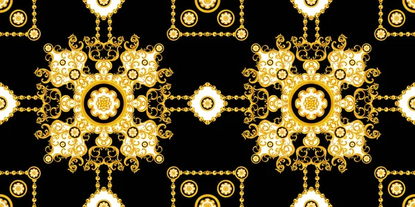 Luxury Fashional Pattern Baroque Golden Chains Seamless Pattern Golden Antique — стокове фото