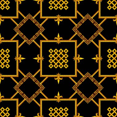 Siyah Arkaplanda Altın Küf desenli lüks moda deseni. Tekstil Yazdırımları İçin Hazır.