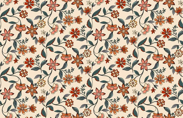 Aydınlık arka planda parlak renkli çiçekleri olan kusursuz çiçek deseni. Moda baskıları için zarif bir şablon. Modern çiçek arkaplanı. Tekstil baskıları için hazır.