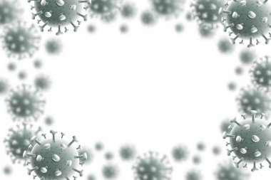 COVID-19 bakteri hücreleri ile soyut bokeh arkaplanı.