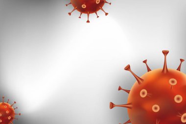 Coronavirus nCoV tek iplikli RNA virüsü olduğunu gösteriyor. Gerçekçi 3 boyutlu turuncu virüs hücrelerine sahip arkaplan. 