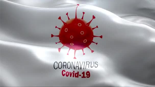 Bandera Coronavirus Viento Alta Resolución Full Looping Video Covid Bandera — Vídeos de Stock