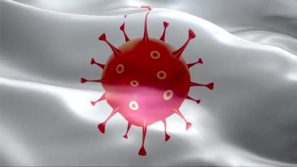 風の中でコロナウイルスの旗 4K高解像度フルHd Covid Flag Coronvirus Whiteの動画 — ストック動画
