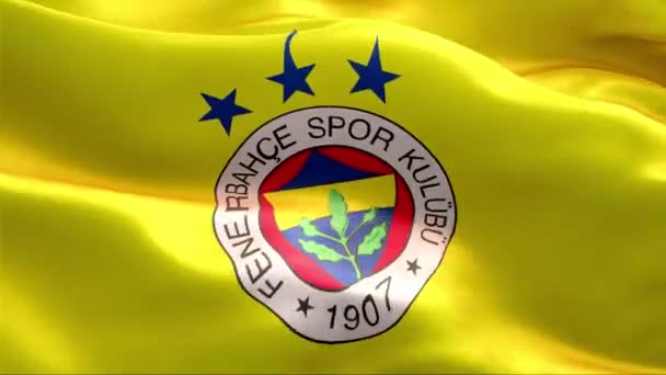 Bandera Fenerbahce Ondeando Viento Alta Resolución Full Looping Video Bandera — Vídeo de stock