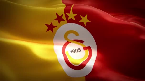 ガラタサライの旗が風になびく 4K高解像度フルHd Galatasarayの国際旗のループビデオ — ストック動画