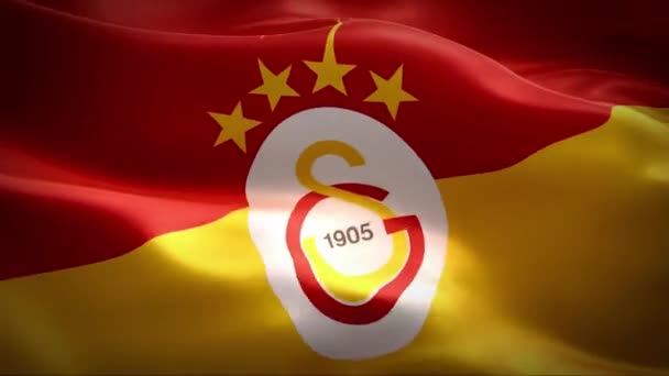 Galatasarayn Lippu Heiluu Tuulessa Korkean Resoluution Full Silmukka Video Kansainvälisen — kuvapankkivideo