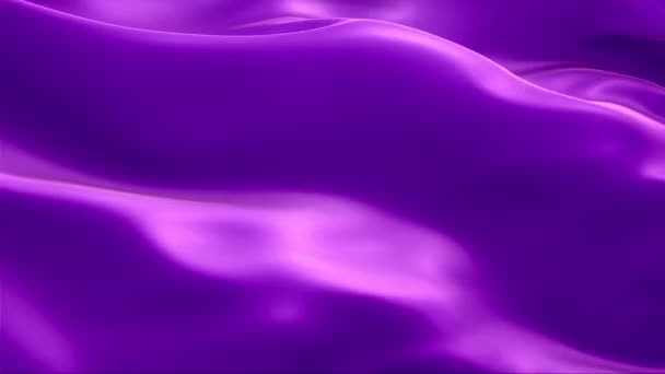 風の中で紫色の旗の波をクリア 4K高解像度フルHd シームレスなループアニメーションのクローズアップビデオプレゼンテーション — ストック動画