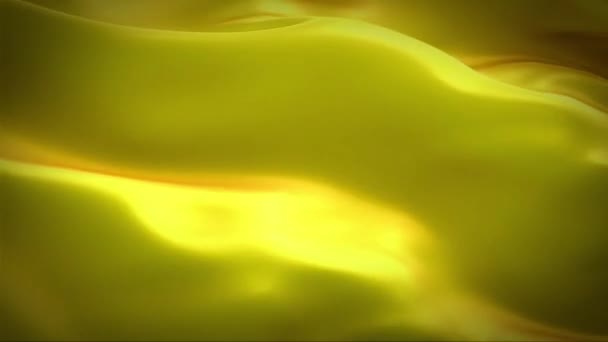 Bandera Color Amarillo Oscuro Claro Ondeando Viento Alta Resolución Full — Vídeo de stock