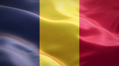 Chad 'in bayrağı rüzgarda sallanıyor. 3 boyutlu dalgalanan bayrak tasarımı. Kanada 'nın ulusal sembolü, 3D görüntüleme.