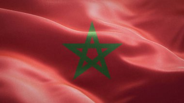 Fas bayrağı rüzgarda dalgalanıyor. 3 boyutlu dalgalanan bayrak tasarımı. Kanada 'nın ulusal sembolü, 3D görüntüleme.