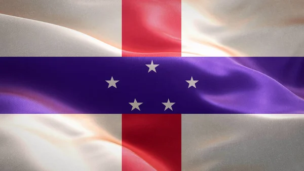 Flag of Netherlands Antilles waving in the wind. 3D Waving flag design. The national symbol of Canada, 3D rendering.